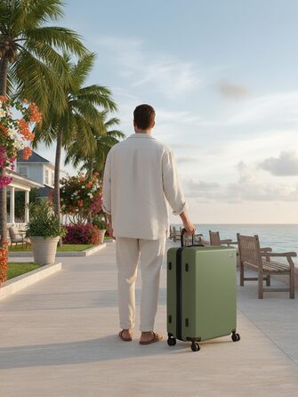 Набір валіз Smartbox Hartschalen 3-в-1 для жінок та чоловіків | Легкі та міцні валізи з ABS-пластику | 4 колеса, кодовий замок (Edition 05) | Оливковий колір, велика валіза (76 см)