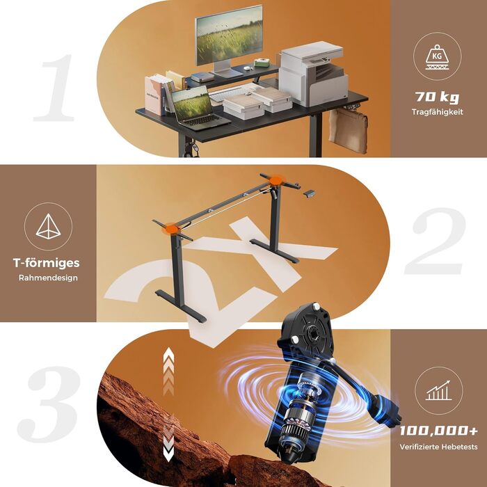 Регульований по висоті письмовий стіл Klicelor з LED-підсвіткою та розетками, 160x80 см, ігровий стіл для офісу з моніторною підставкою, чорний