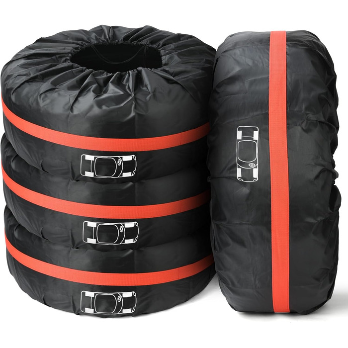 Набір чохлів для шин 4 шт., захисні чохли для шин 13-18 дюймів, з ручкою, для зберігання зимових та літніх шин. Розмір S (діаметр 66 см)