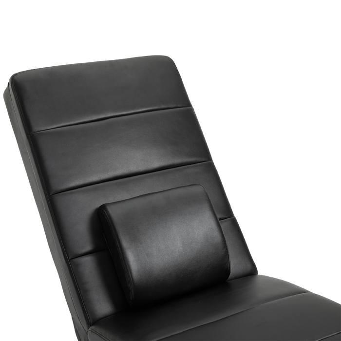 Шкіряний шезлонг HOMCOM з функцією масажу, 58 x 163 x 87 см, до 120 кг, 8 масажних точок, з пультом дистанційного керування Висока подушка для спини, чорний | Аосом