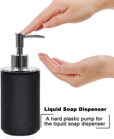 CERBIOR Набір аксесуарів для ванної кімнати, 6 шт. (дозатор для мила, тримач для зубних щіток, стакан для щіток, мильниця) чорний