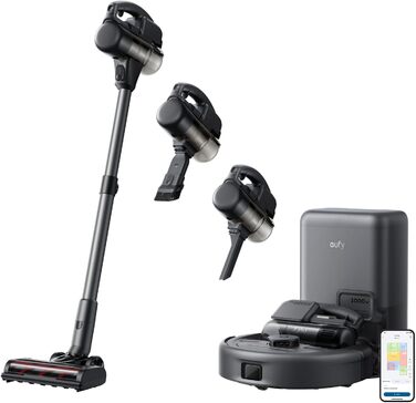 Робот-пилосос eufy HydroJet з функцією миття, 20000Pa, Turbo-сила всмоктування, щітки DuroSpiral, CornerRover для кутів, станція All-in-One, для тварин та дітей (E20)