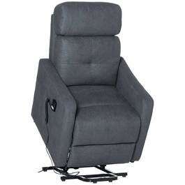 Крісло для телевізора HOMCOM Recliner з функцією відкидання та допоміжним засобом для стоянки, поліестерова тканина, сталь, сірий, 71 x 94 x 104 см для зручного сидіння