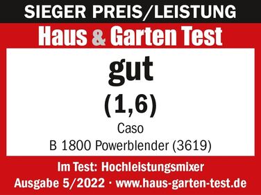 Набір CASO B 1800 PowerBlender - блендер, 28 000 об/хв, стакан 1,75 л, в т.ч. пляшка та подрібнювач