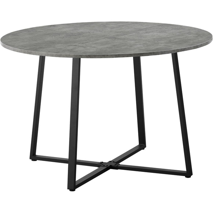 Стіл обідній DUBI Möbel NOA, круглий 110x110 см, для кухні/їдальні, індустріальний дизайн, колір бетону, 11216-US-BETO