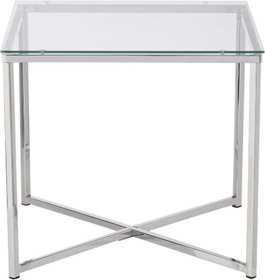 Меблі Gurli Кутовий стіл квадратний, Ш 50 x Г 50 x В 45 см, Прозорий/Хромований, Скло/Метал, Прозорий/Хром