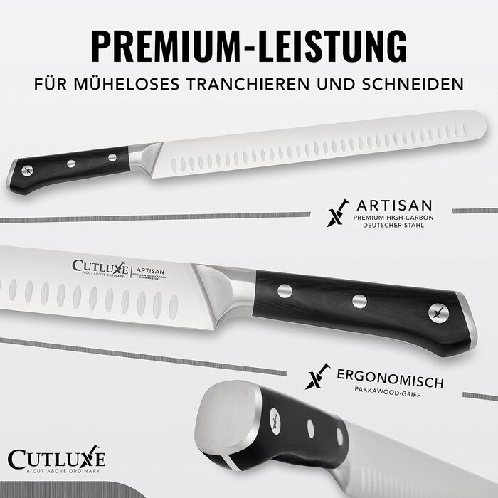 Ніж для шинкових нарізок Cutluxe Artisan – 30 см, з високоякісної сталі, з піхвою