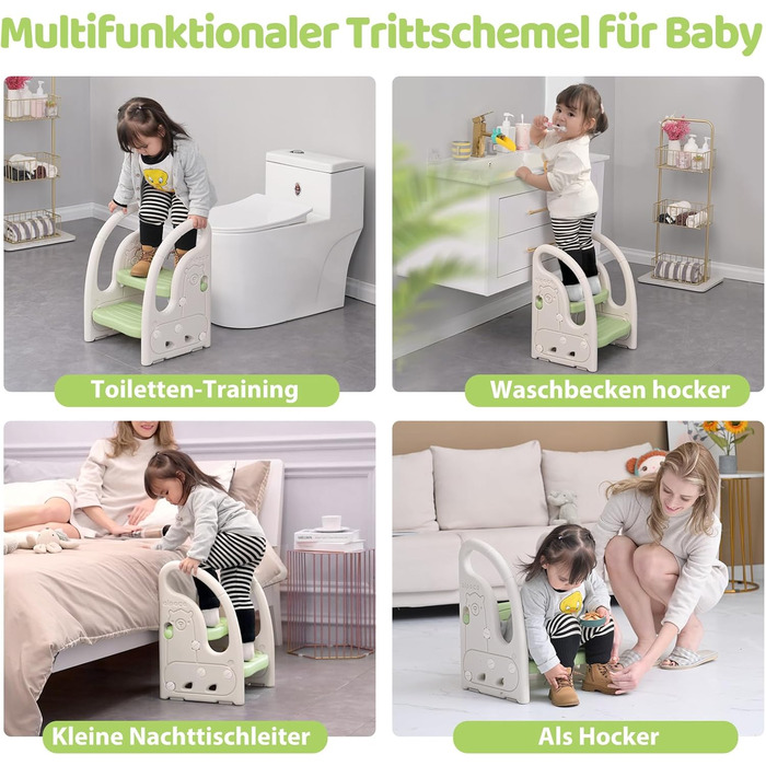 Триттхокер для дітей Onasti з 2 ступенів, регульована висота, зелений