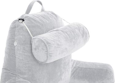 Подушка для чоловіків з підлокітниками - темно-сіра, для читання та відпочинку в ліжку | Premium Memory Foam | Знімна подушка для шиї