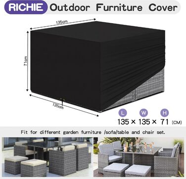 Водонепроникний чохол для садово-патіо меблів RICHIE 420D Oxford, 170x95x71 см, прямокутний, захист від УФ-променів