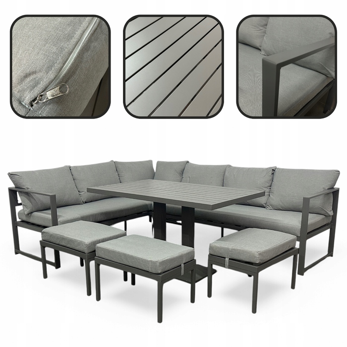 Комплект садових меблів sOTEGRANDE з металу, сірий, 5 предметів, MTG Trade Group