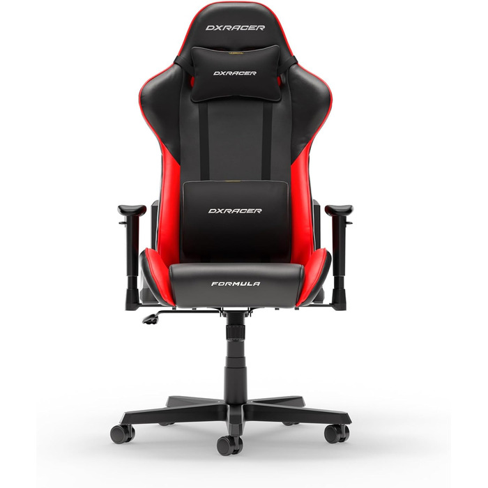Крісло ігрове DXRacer Formula L з ПВХ шкіри - Оригінальне ергономічне крісло для геймерів та офісу (Чорний & Червоний, FD23)