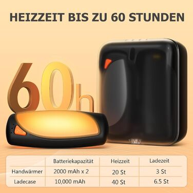 Електричні грілки для рук COTOP, набір 2 шт. з зарядним кейсом 14000 mAh, 3 режими нагріву до 56°C, для катання на лижах, кемпінгу, чорного кольору