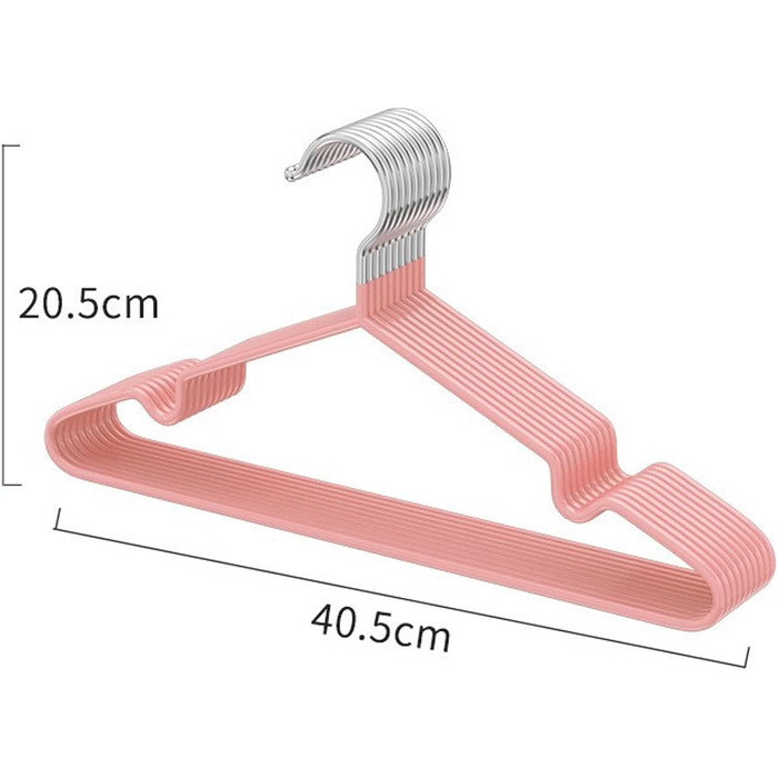 Вішалки металеві (40 см) 40 шт. , товщиною 0,4 см, нековзні, для важкого одягу, пальто, штанів (рожеві)