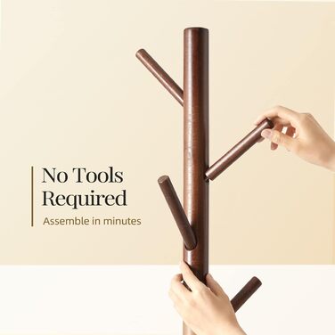 Підвісна вішалка для одягу Pipishell - дерев'яна, з 8 гачками, регульована висота, для дому та офісу