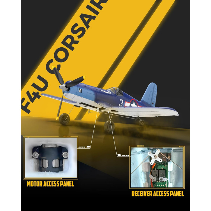 Радіокерований літак Volantexrc F4U Corsair V2 RTF 2.4GHz з USB зарядкою – для початківців, паркфлаєрів, легких польотів