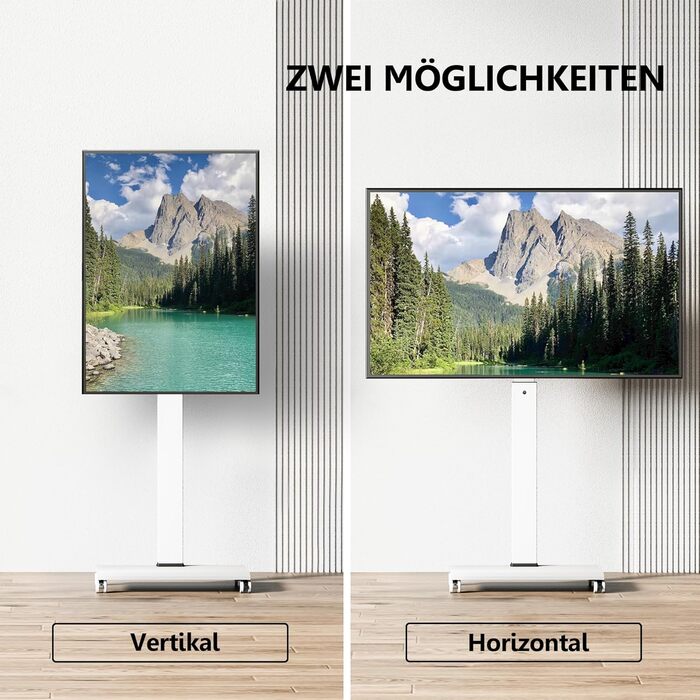 Підставка для телевізора FITUEYES на колесах, 32-75 дюймів, плазма/LCD/LED, білий, VESA 600x400 мм
