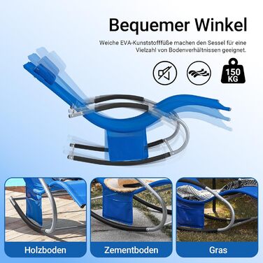 Шезлонг SoBuy для 2 осіб, садова розкладна лежанка, крісло-гойдалка, вологостійка, з подушкою, для тераси, балкону, кемпінгу, до 150 кг, Gartenmöbel OGS28-SCHx2 (Kleinblau)