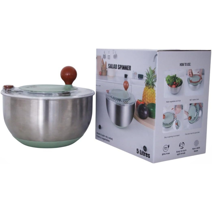 Салатниця-швидкоосушувач, 5 літрів, пластик, BPA-free