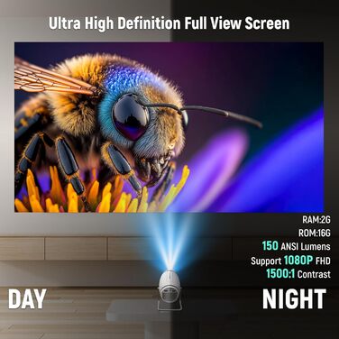 Портативний міні проєктор 4K з Wi-Fi 6 та Bluetooth 5.4: домашній кінотеатр з підтримкою HDMI, USB та PS5