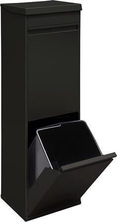Сталевий кошик для сміття ARREGUI Top CR226-B з ящиком для зберігання з кришкою, система відділення сміття з 2 внутрішніми пластиковими знімними відрами з ручкою, 2 x 17 л (34 л), чорного кольору
