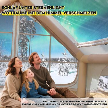 Надувний кемпінговий намет для 2-8 осіб Oxford 4 сезони з насосом - швидкозбірний водонепроникний намет (300x210x200 см, велике вікно)