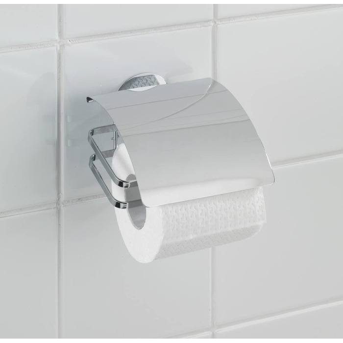 Кришка тримача туалетного паперу WENKO Turbo-Loc з нержавіючої сталі - кріпиться без свердління, нержавіюча сталь, 12 x 9,5 x 13 см, глянцева