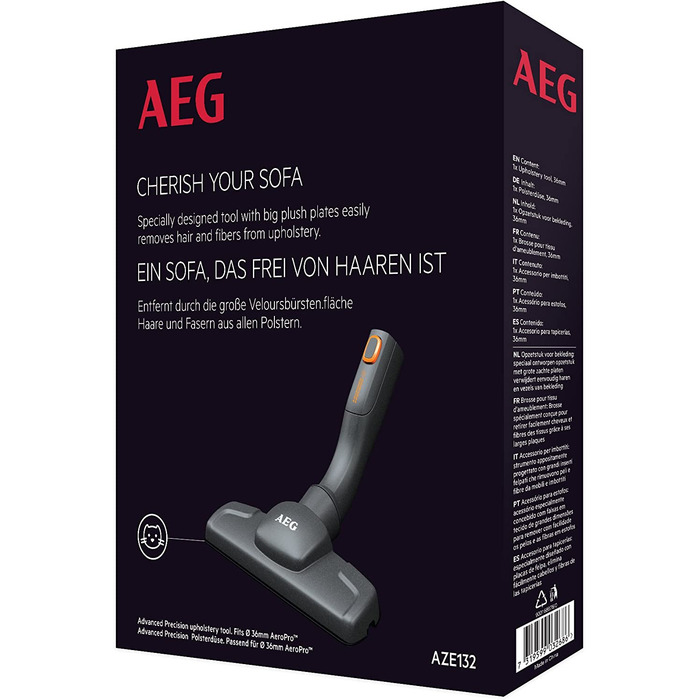 Насадка для оббивки AEG AZE132 (насадка для глибокого очищення оббивки, видалення шерсті домашніх тварин і алергенів, підходяща, наприклад, для присосок AEG з овальною трубкою діаметром 36 мм, насадка для глибокого очищення оббивки, видалення шерсті домаш