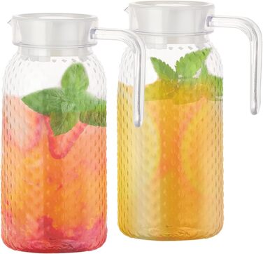 2 шт. глечики для води 1 літр, пластикові глечики з кришкою та ручкою, прозорі глечики для соку, напоїв, кави, чаю, молока, вина