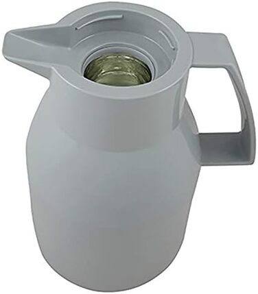 Термос Helios Wash Thermoskanne 1L: 6 годин тепла, 100% герметичний, для миття в посудомийній машині, з подвійним скляним вкладишем (сірий)