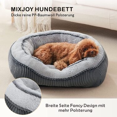Ліжко для собак MIXJOY середнього розміру, велика корзина для собак, що миється, ліжко для собак кругла пухнаста, нековзна ліжко для собак, кошик для собак з бортиком, широка бічна ліжко для собак незвичайного дизайну (L 7661 23 см сірого кольору) L (76 6