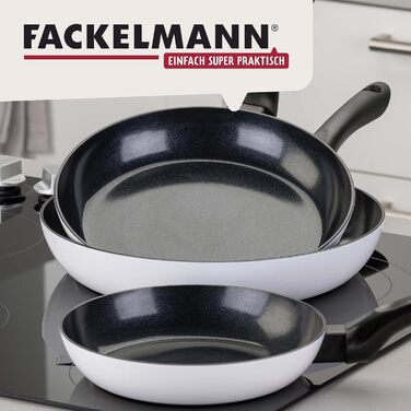 Набір сковорідок Fackelmann Arcadalina, 2 шт., діаметр 24 та 28 см, з екологічного алюмінію з керамічним покриттям, ергономічні ручки, для індукційних плит, стійкість до +150 °C