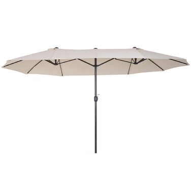 Outsunny Parasol Garden Parasol Market Parasol Double Parasol Патіо Парасолька з ручною рукояткою Бежева Овал 455 x 270 x 240 см