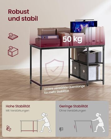 Настільний комп'ютерний стіл VASAGLE L-подібної форми з полицею, для дому та офісу, 110 x 80 см, чорний, без розетки