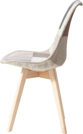 Стільці для їдальні в скандинавському стилі, ретро-дизайн, з м'яким сидінням, для кухні та офісу, з масивними буковими ніжками (набір 4 шт., сірий)