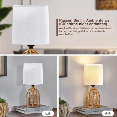 Настільна лампа GyroVu 2 шт. з ротангу, Бохо стиль, цоколь E27, для спальні, вітальні, нічний столик, читання, рустикальний дизайн