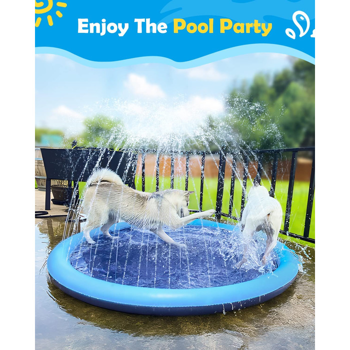 Басейн для собак Peteast для великих і маленьких собак і дітей 67-дюймовий складний бризговик, протиковзкі іграшки для води для собак товщиною 0,58 мм, екологічно чистий міцний дитячий басейн для собак 67-дюймовий синій