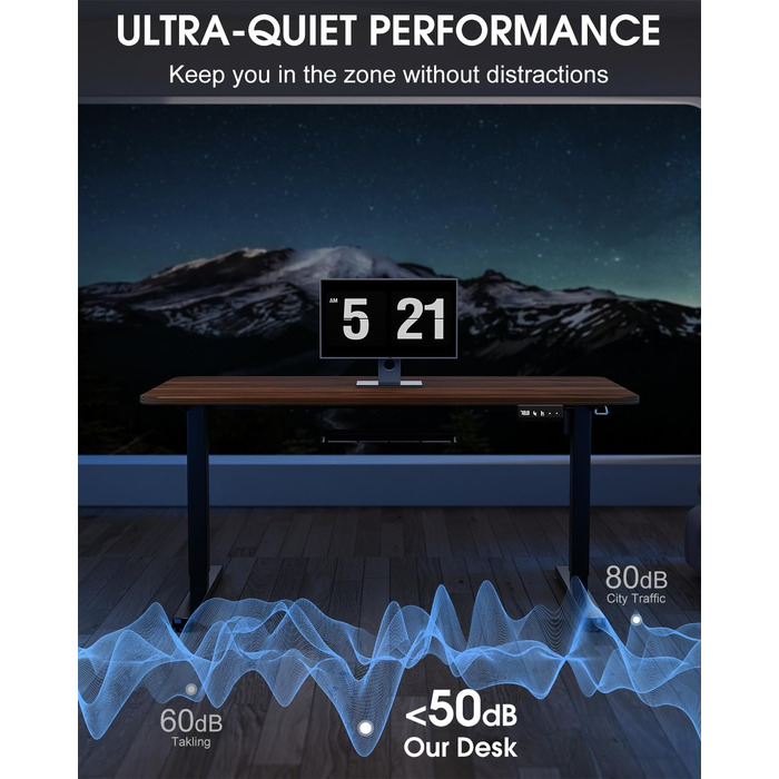 Електричний стіл-трансформер з регулюванням висоти та кабельною масою (чорний)