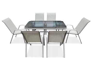 Комплект садових металевих меблів Focus Garden обідній, бежевий, 7 предметів