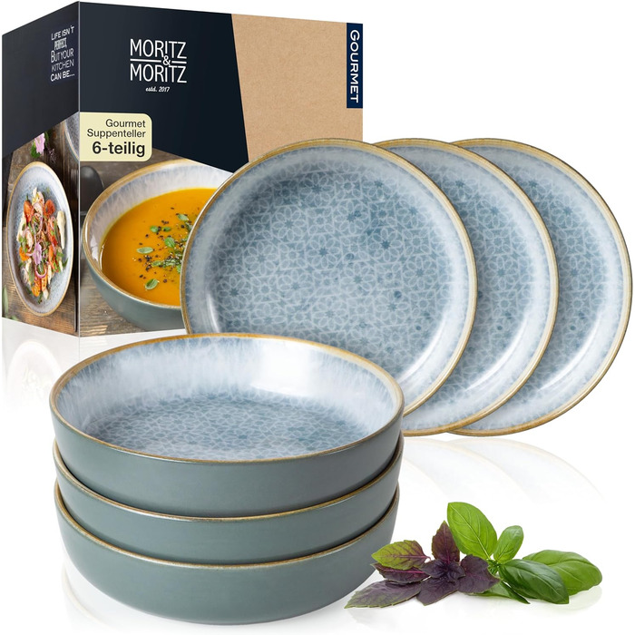 Набір посуду 18шт на 6 персон Високоякісний порцеляновий яскраво-синій набір тарілок Столовий посуд 6 обідніх тарілок, десертних тарілок і мисок (6 мисок)