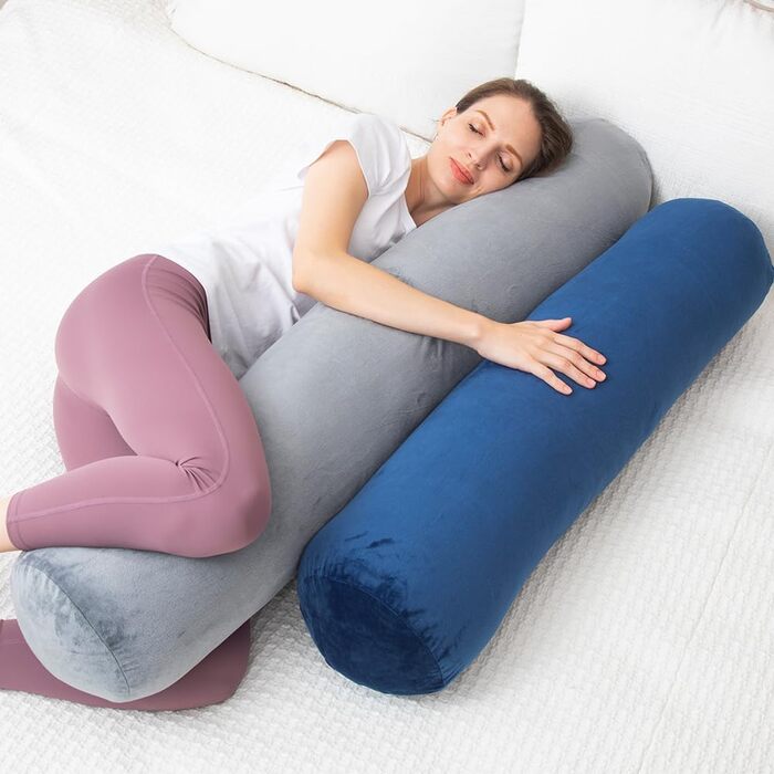 Подушка для сну на весь тіло AS AWESLING з ефектом пам'яті (Memory Foam), 90 x 20 см, бордова, з чохлом — для дорослих та тих, хто спить на боці