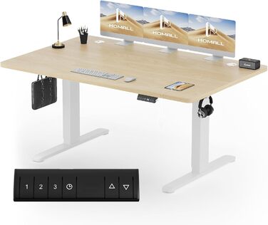 Електричний регульований стіл Homall 160x80 см з пам'яттю, комп'ютерний стіл для роботи стоячи та сидячи, чотирисекційна стільниця