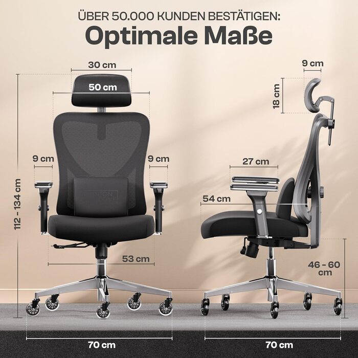 Ергономічне крісло Galahad для офісу та ігор | Крісло для роботи та геймінгу | Міцне крісло до 150 кг (чорний Lancelot)