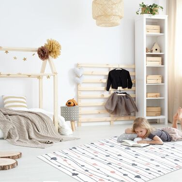 Килимок для дитячої кімнати pay-кремовий кольоровий - 120x160 см-зірки в пастельних тонах килим для ігор з зірками дитячий килим з коротким ворсом м'який (160 х 230 см, крем)