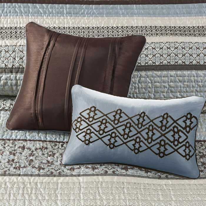 Комплект постільної білизни Madison Park Quilt Luxe Jacquard, оверсайз King, Прінстон, червоний/синій, 5 предметів