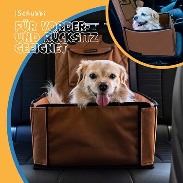 Автокрісло для собак Шуббі для собак малого і середнього розміру - автокрісло для собак з великою кишенею для переднього і заднього сидінь. (Коньяк)