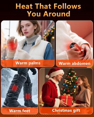 Електричні грілки для рук 2 шт. - Магнітні кишенькові грілки AI, що заряджаються, 36 годин тепла, багаторазові грілки для рук, компактні грілки для дітей, чоловіків, жінок, білий (дисплей, чорний)