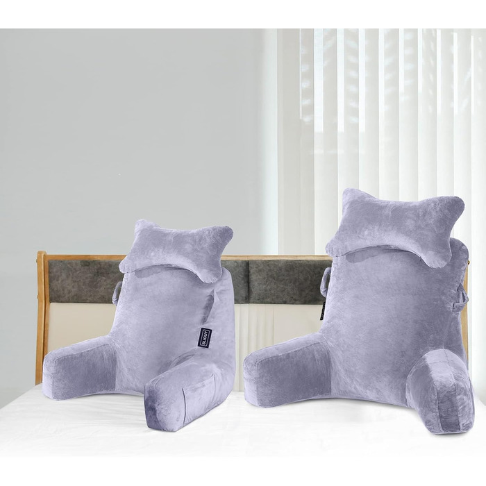 Підголовник для читання Lesekissen: м'яке крісло-подушка для ліжка, дивану, підлоги. Підтримка шиї, спини, сірий колір.