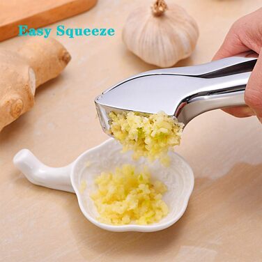 Прес для часнику з нержавіючої сталі - професійний подрібнювач часнику та м'яса, прес для часнику, роздавильник, міцний, з надійною конструкцією, легко миється