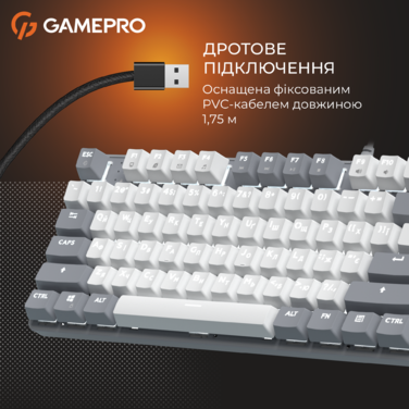 Дротова механічна клавіатура GamePro Genesis Metallic (MK110G) 87% Red switches